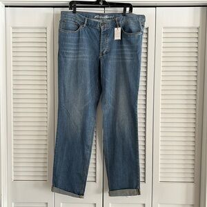 Eddie Bauer Boyfriend Jeans Women’s Relaxed Fit NWT Blue Denim Size 16 Tall